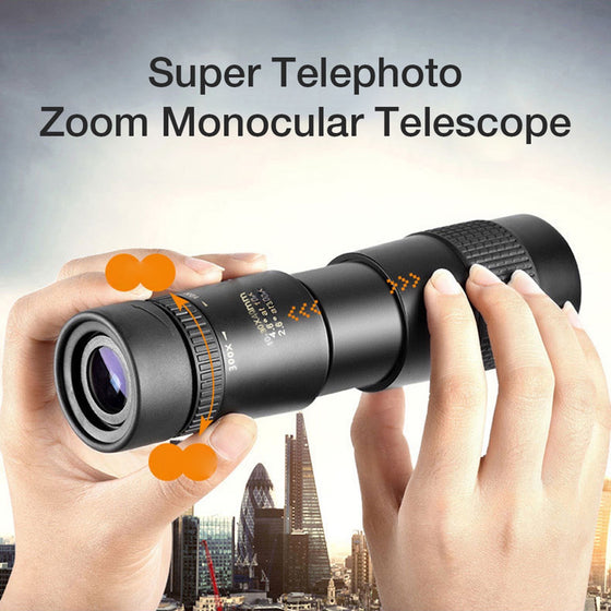 4K 10-300X40MM Super Telephoto Zoom Monocular Telescope Waterproof