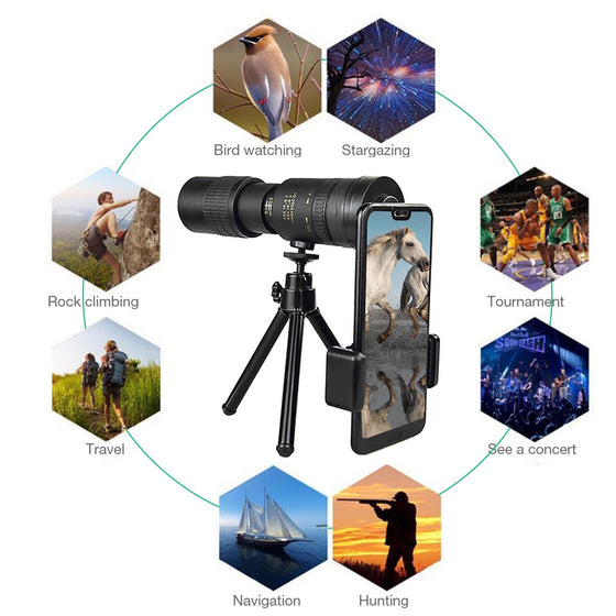 4K 10-300X40MM Super Telephoto Zoom Monocular Telescope Waterproof